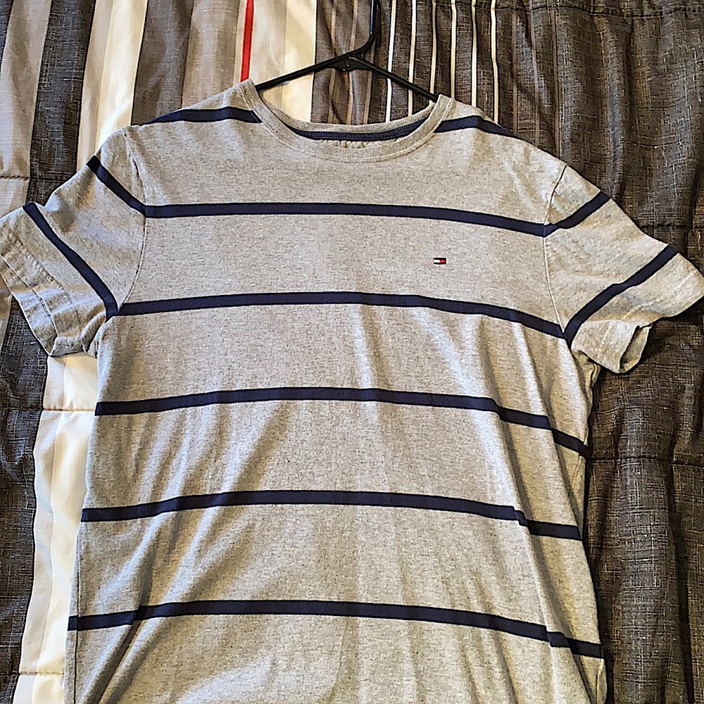 Tommy Hilfiger Classic Grey w Blue Stripes T-Shirt